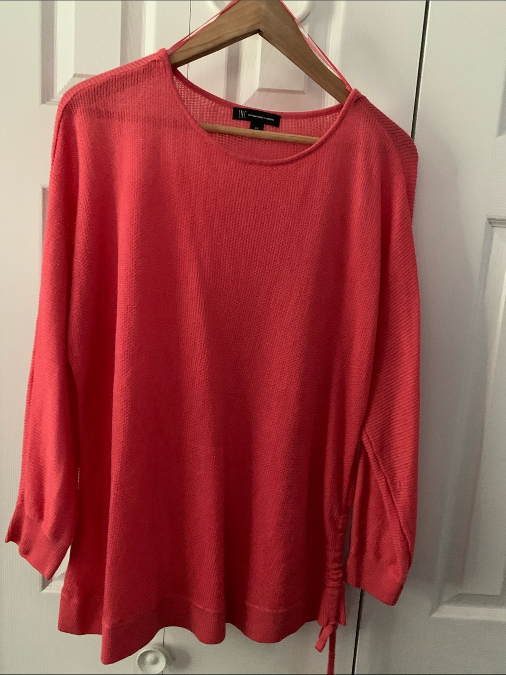 INC International Concepts Coral Scoop Neck Knit Sweater with Side Tie